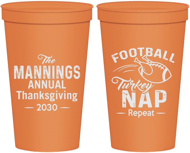 Personalized Thanksgiving 22 oz Stadium Cups - Football Turkey | 260012