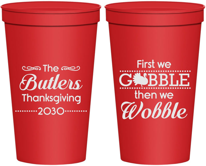 Personalized Thanksgiving 22 oz Stadium Cups - Gobble Til You Wobble | 260013
