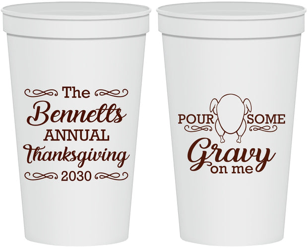Personalized Thanksgiving 22 oz Stadium Cups - Turkey Gravy | 260015