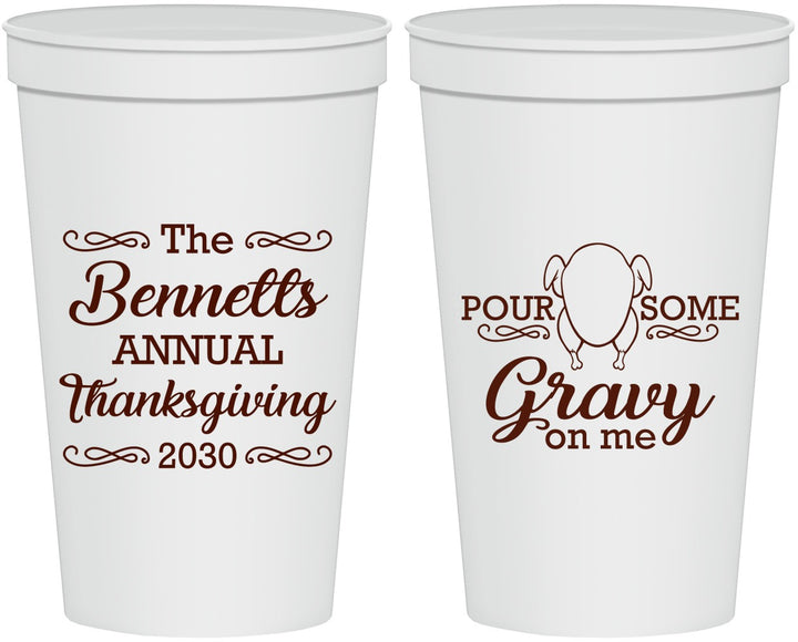 Personalized Thanksgiving 22 oz Stadium Cups - Turkey Gravy | 260015