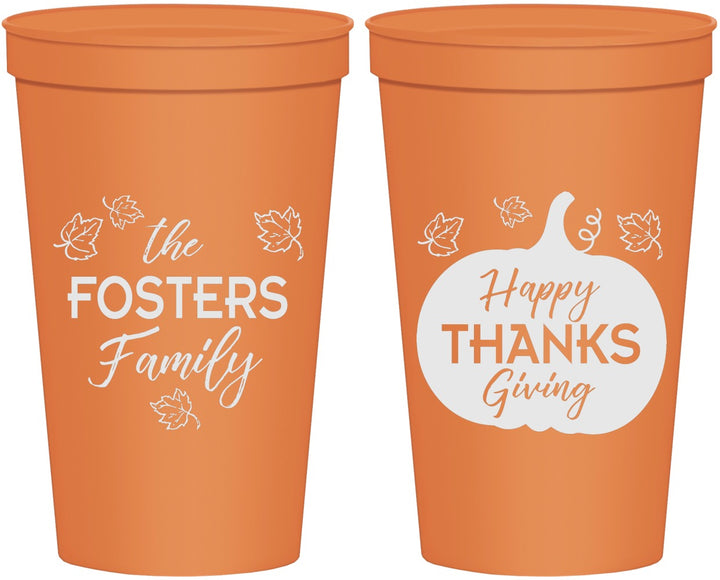 Personalized Thanksgiving 22 oz Stadium Cups - Pumpkin | 260016