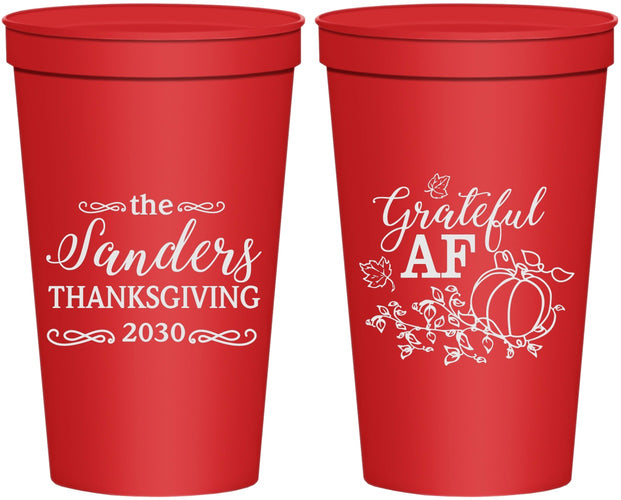 Personalized Thanksgiving 22 oz Stadium Cups - Grateful Af | 260017