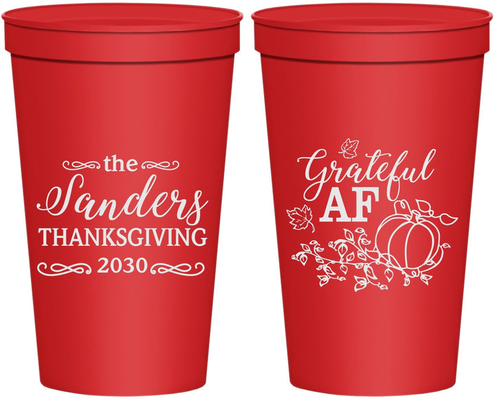 Personalized Thanksgiving 22 oz Stadium Cups - Grateful Af | 260017