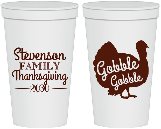 Personalized Thanksgiving 22 oz Stadium Cups - Gobble Turkey | 260018