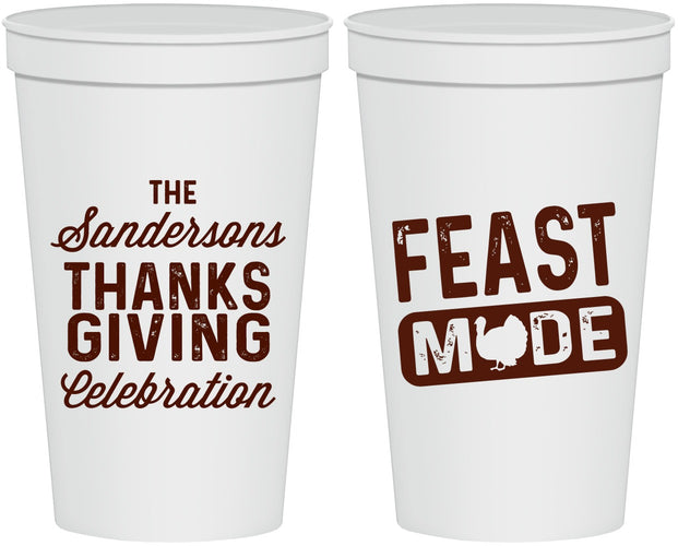 Personalized Thanksgiving 22 oz Stadium Cups - Feast Mode | 260019