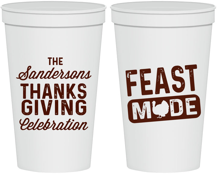 Personalized Thanksgiving 22 oz Stadium Cups - Feast Mode | 260019