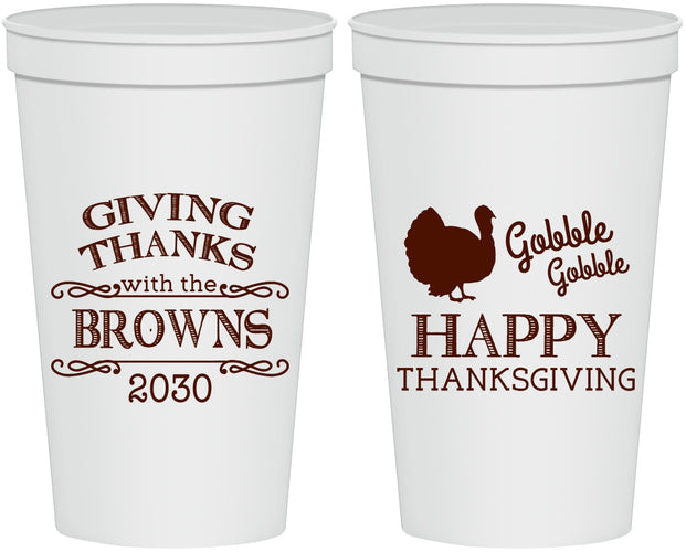 Personalized Thanksgiving 22 oz Stadium Cups - Gobble Gobble | 260022