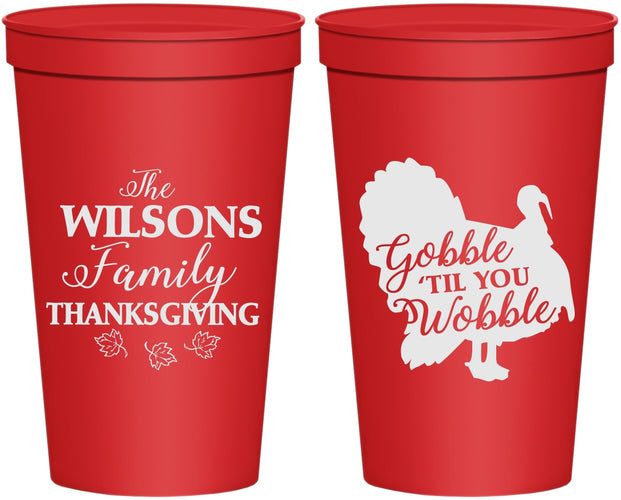 Personalized Thanksgiving 22 oz Stadium Cups - Gobble Til You Wobble | 260025