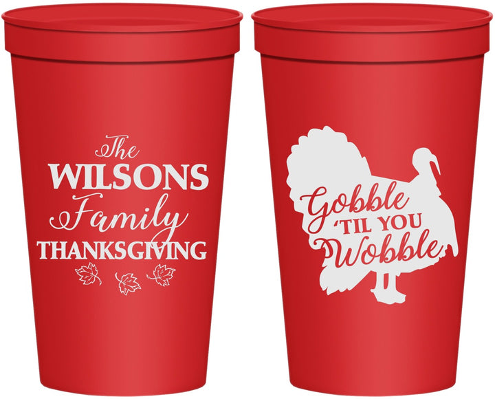 Personalized Thanksgiving 22 oz Stadium Cups - Gobble Til You Wobble | 260025