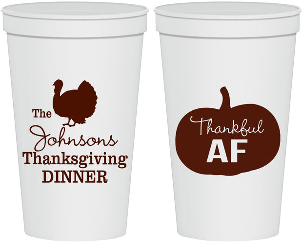 Personalized Thanksgiving 22 oz Stadium Cups - Thankful Af | 260026