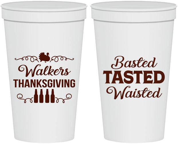 Personalized Thanksgiving 22 oz Stadium Cups - Basted Tasted Waisted | 260027