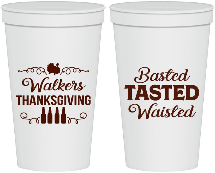 Personalized Thanksgiving 22 oz Stadium Cups - Basted Tasted Waisted | 260027