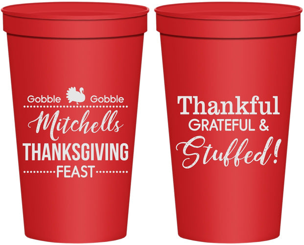 Personalized Thanksgiving 22 oz Stadium Cups - Thankful Stuffed | 260029