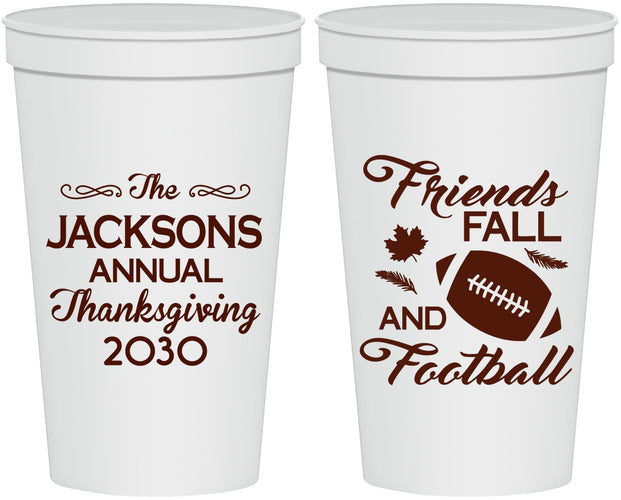 Personalized Thanksgiving 22 oz Stadium Cups - Football | 260031