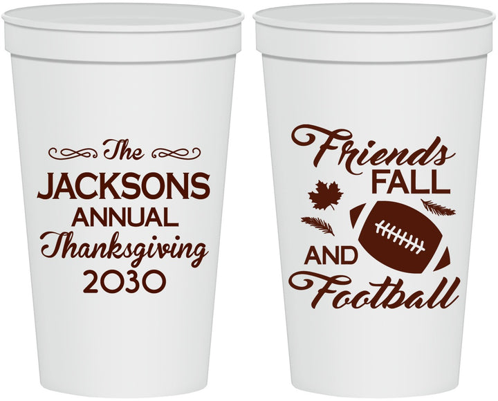 Personalized Thanksgiving 22 oz Stadium Cups - Football | 260031