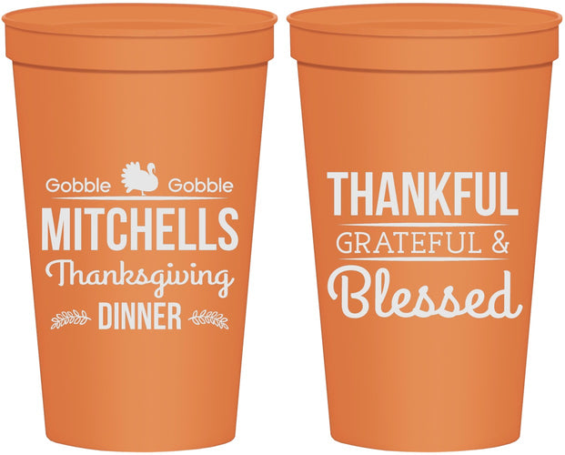 Personalized Thanksgiving 22 oz Stadium Cups - Thankful Blessed | 260032