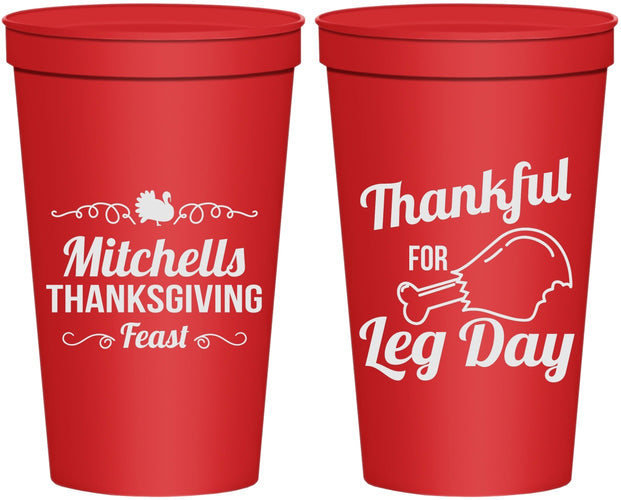 Personalized Thanksgiving 22 oz Stadium Cups - Leg Day | 260033