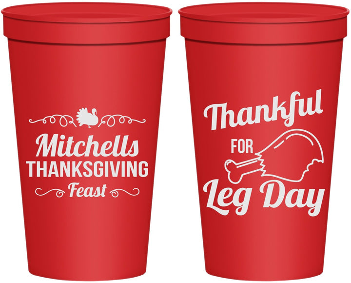 Personalized Thanksgiving 22 oz Stadium Cups - Leg Day | 260033