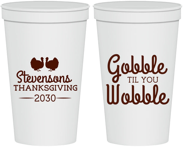 Personalized Thanksgiving 22 oz Stadium Cups - Gobble Til You Wobble | 260034