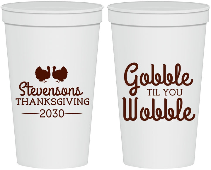 Personalized Thanksgiving 22 oz Stadium Cups - Gobble Til You Wobble | 260034