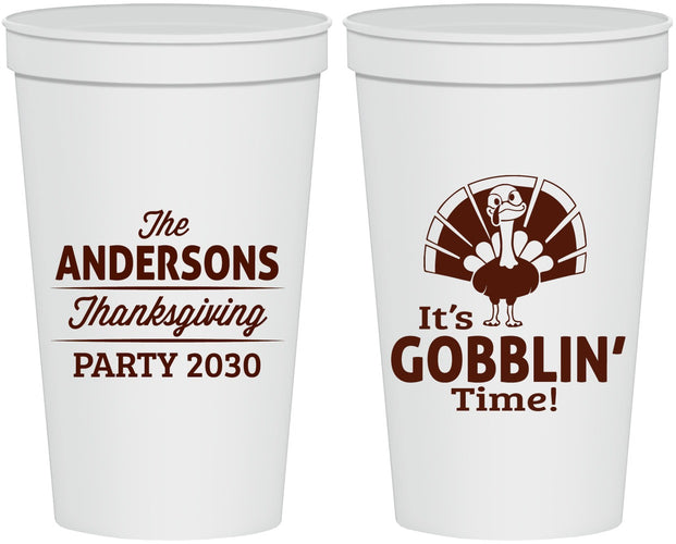 Personalized Thanksgiving 22 oz Stadium Cups - Turkey Gobblin | 260035