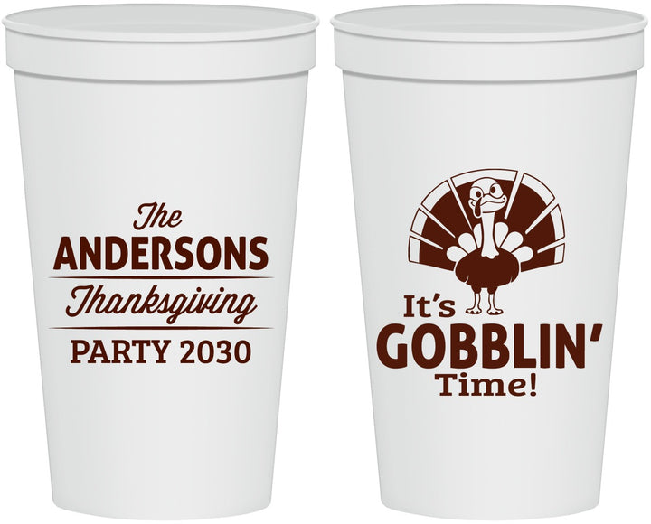 Personalized Thanksgiving 22 oz Stadium Cups - Turkey Gobblin | 260035