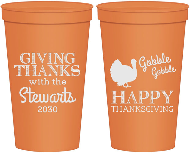Personalized Thanksgiving 22 oz Stadium Cups - Gobble Gobble | 260040