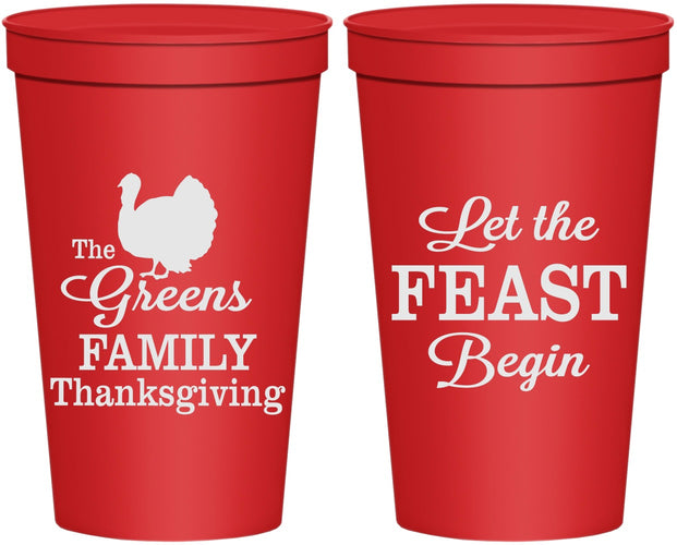 Personalized Thanksgiving 22 oz Stadium Cups - Let The Feast Begin | 260041