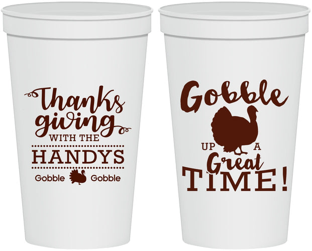 Personalized Thanksgiving 22 oz Stadium Cups - Turkey Gobble | 260043