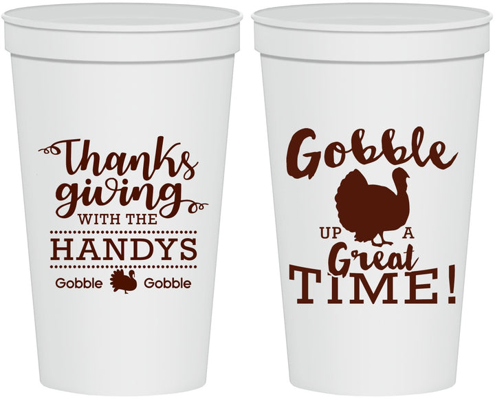 Personalized Thanksgiving 22 oz Stadium Cups - Turkey Gobble | 260043