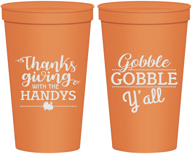 Personalized Thanksgiving 22 oz Stadium Cups - Gobble Gobble | 260044