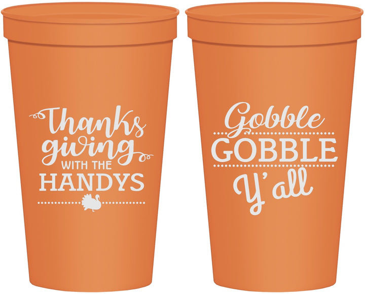 Personalized Thanksgiving 22 oz Stadium Cups - Gobble Gobble | 260044