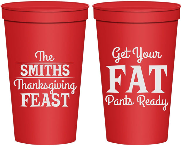 Personalized Thanksgiving 22 oz Stadium Cups - Fat Pants Ready | 260045