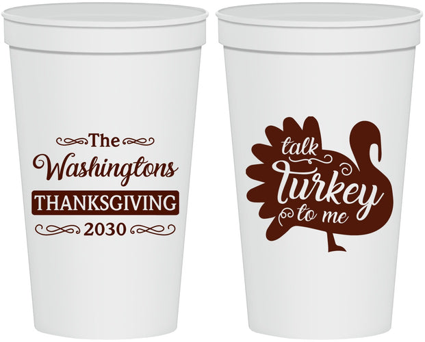Personalized Thanksgiving 22 oz Stadium Cups - Talk Turkey To Me | 260046