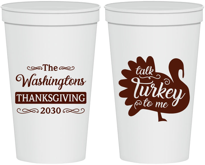 Personalized Thanksgiving 22 oz Stadium Cups - Talk Turkey To Me | 260046