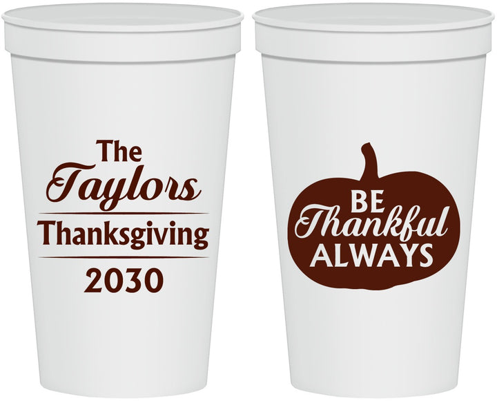 Personalized Thanksgiving 22 oz Stadium Cups - Pumpkin Thankful | 260047