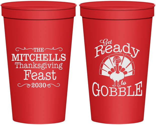 Personalized Thanksgiving 22 oz Stadium Cups - Turkey Gobble | 260049
