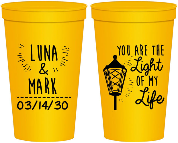 Personalized Wedding 22 oz Stadium Cups - You Are The Light Of My Life | 261