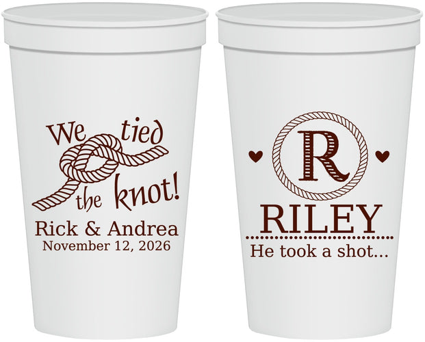 Personalized Wedding 22 oz Stadium Cups - We Tied The Knot | 263