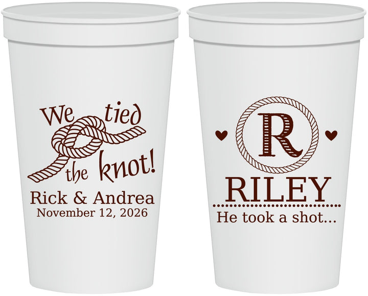 Personalized Wedding 22 oz Stadium Cups - We Tied The Knot | 263