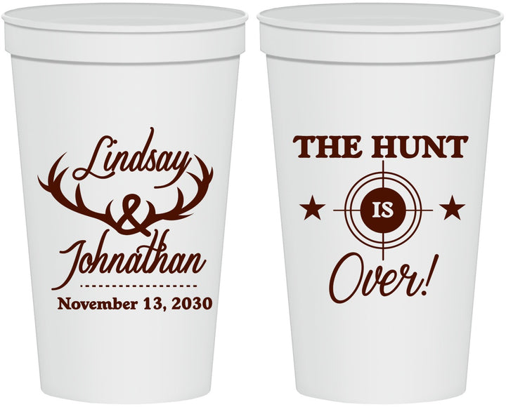 Personalized Wedding 22 oz Stadium Cups - The Hunt Is Over | 266
