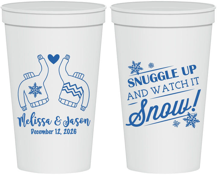 Personalized Wedding 22 oz Stadium Cups - Christmas Snow | 268
