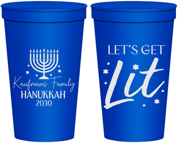 Personalized Hanukkah 22 oz Stadium Cups - Lets Get Lit | 270020