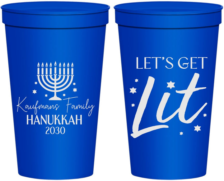 Personalized Hanukkah 22 oz Stadium Cups - Lets Get Lit | 270020