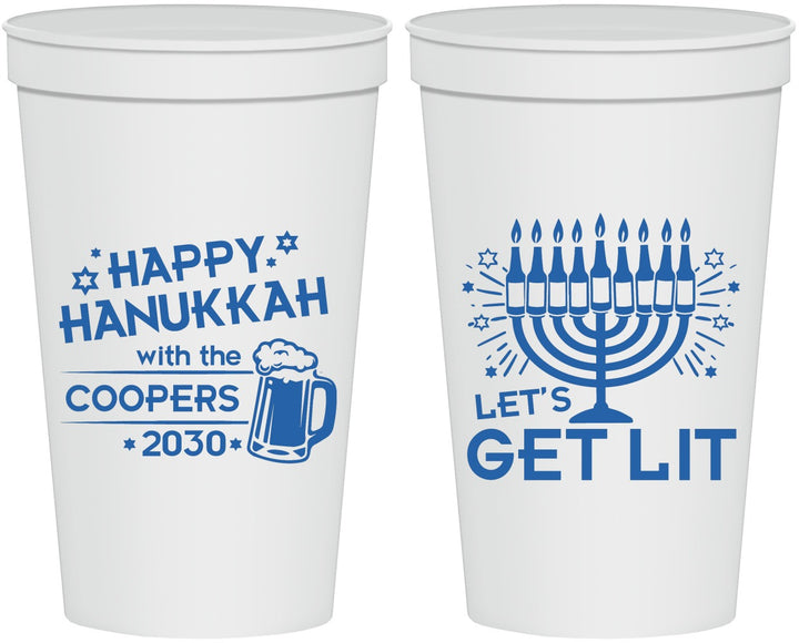 Personalized Hanukkah 22 oz Stadium Cups - Lets Get Lit | 270021