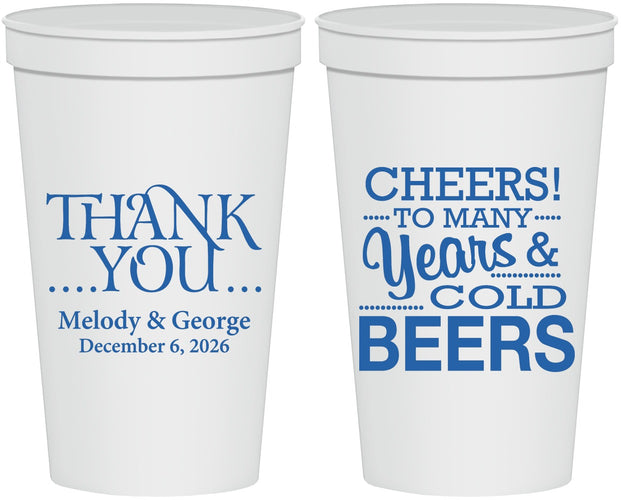 Personalized Wedding 22 oz Stadium Cups - Cheers Years Cold Beers | 271