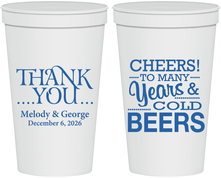 Personalized Wedding 22 oz Stadium Cups - Cheers Years Cold Beers | 271