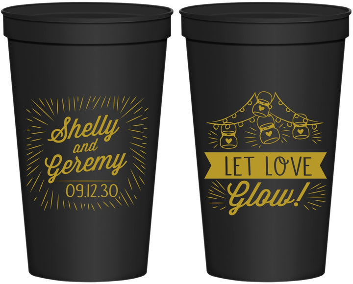 Personalized Wedding 22 oz Stadium Cups - Let Love Glow | 273