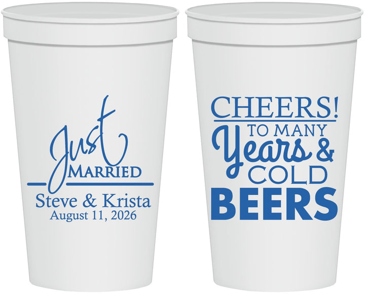 Personalized Wedding 22 oz Stadium Cups - Cheers Years Cold Beers | 274