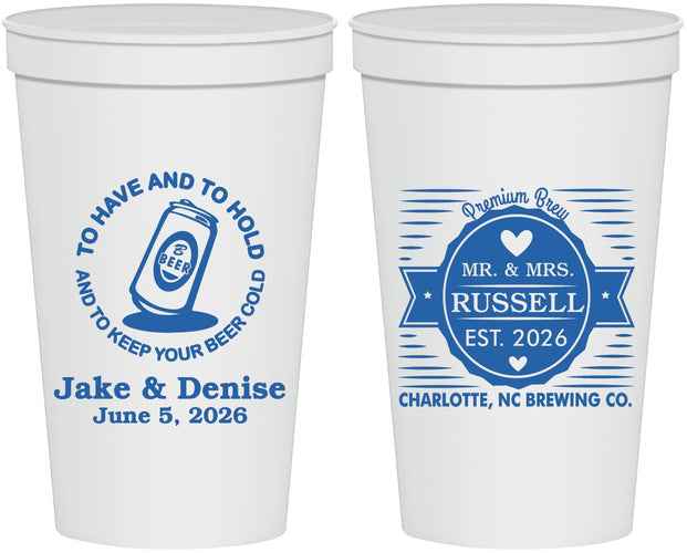 Personalized Wedding 22 oz Stadium Cups - To Have And To Hold | 279